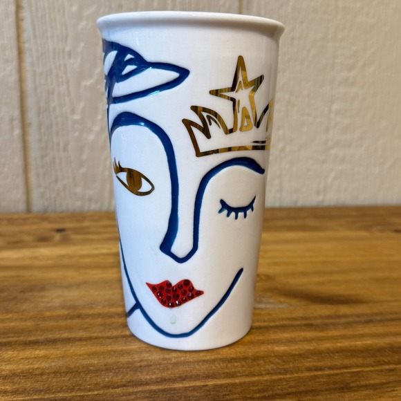 Starbucks Other - Starbucks 2016 Siren Mermaid Swarovski Crystals Rare Ceramic Travel Coffee Mug